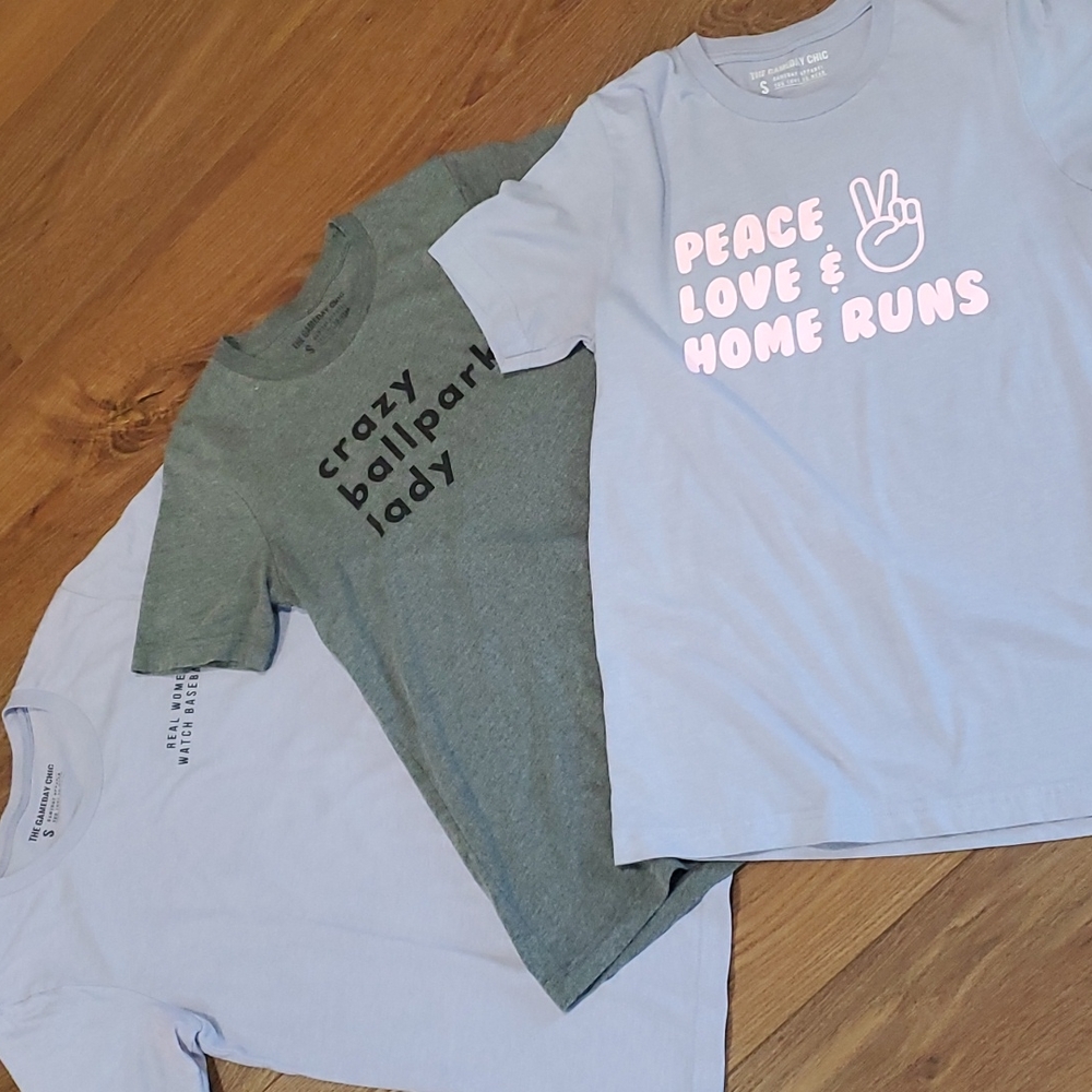 THREE GAME DAY CHIC BASEBALL LOVER tshirts.    #4208